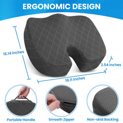 TushGuard coccyx-support cushion on a car seat for long drives.
