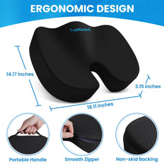 TushGuard seat cushion on office chair shows non-slip base for stability