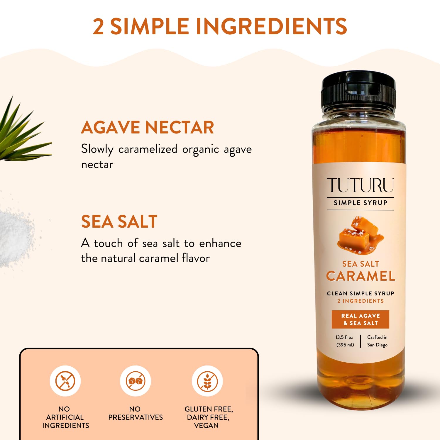 Tuturu organic agave ingredients close-up highlighting natural sweetener.