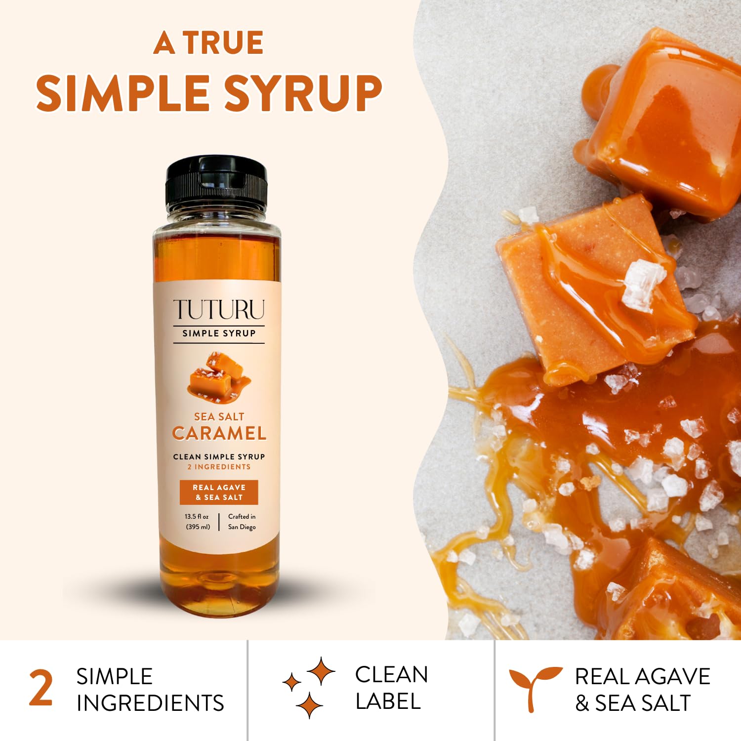 Tuturu tea cup with caramel drizzle, subtly sweetened beverage.