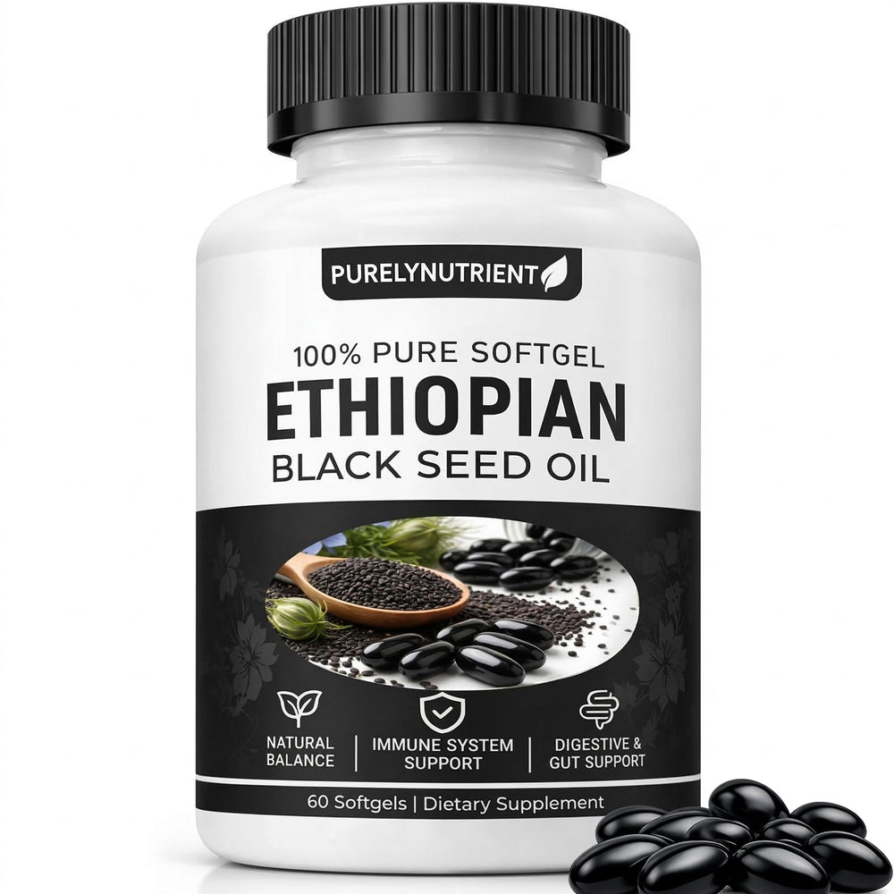 TUVAAZ PurelyNutrient black seed oil bottle pour supports everyday balance and convenient dosing.