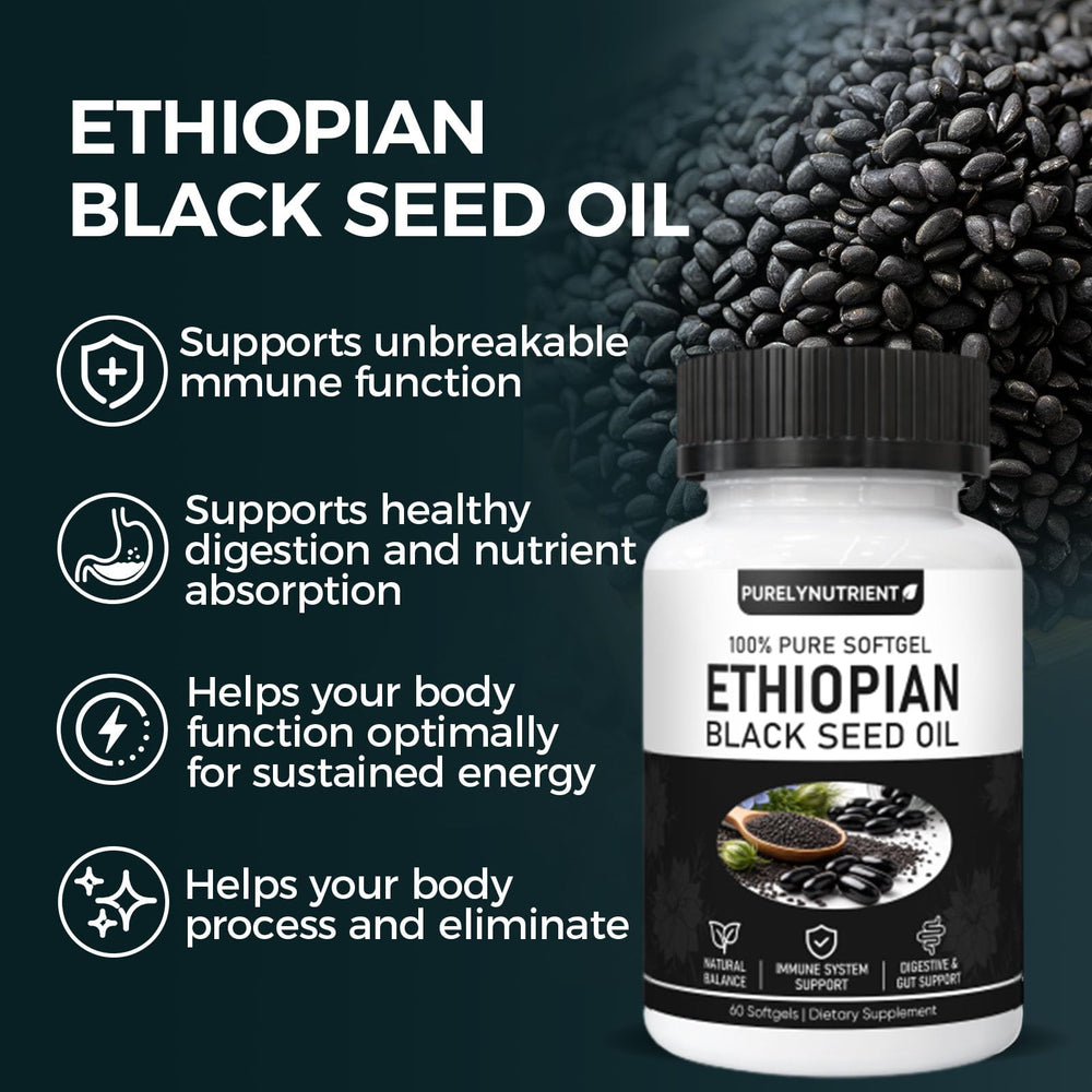 TUVAAZ PurelyNutrient Ethiopian black seed plant visual signals origin and pure botanical sourcing.