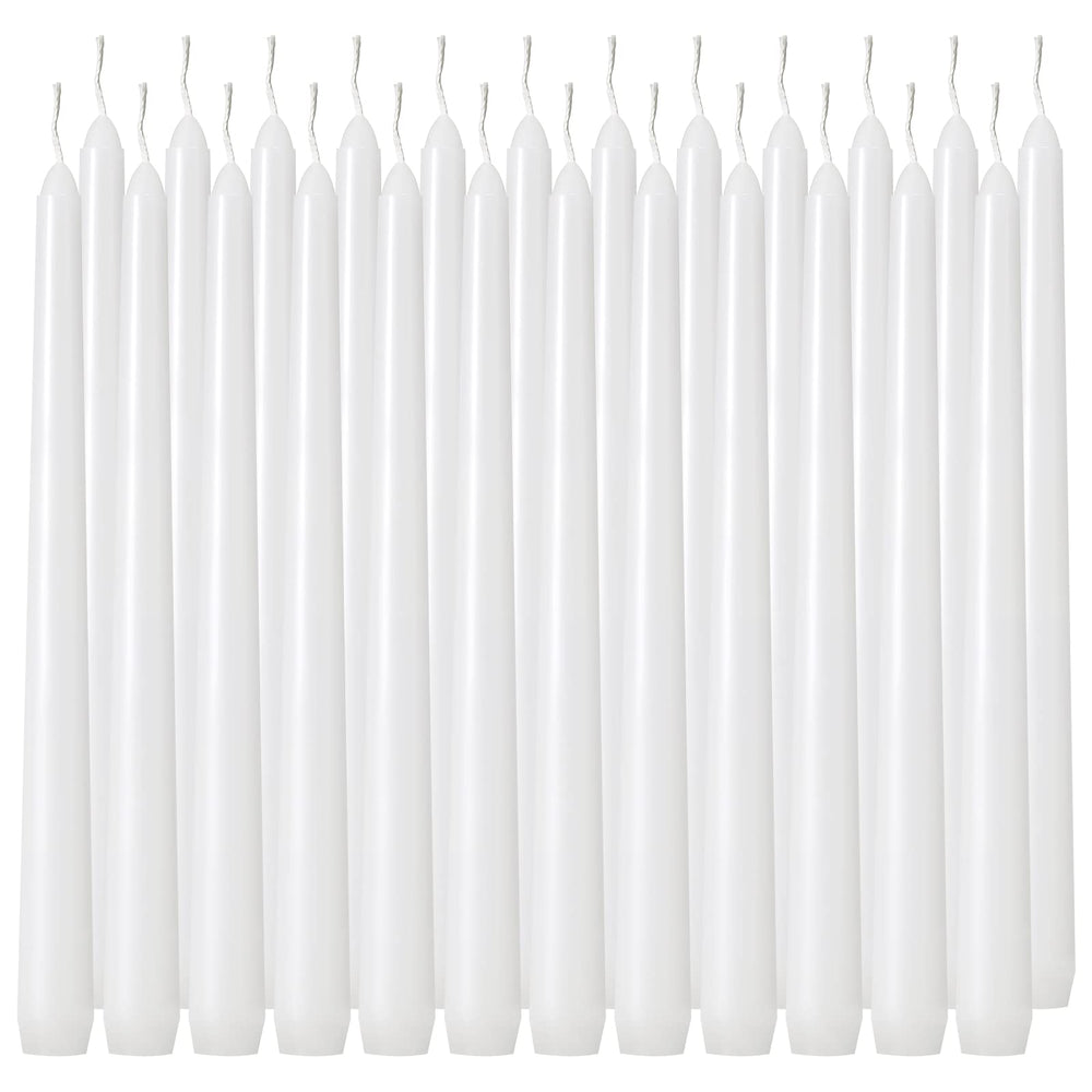 Tuyai 24-pack tall white taper candles for elegant dining and clean burn.