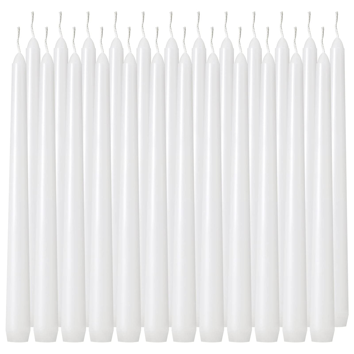Tuyai 24-pack tall white taper candles for elegant dining and clean burn.