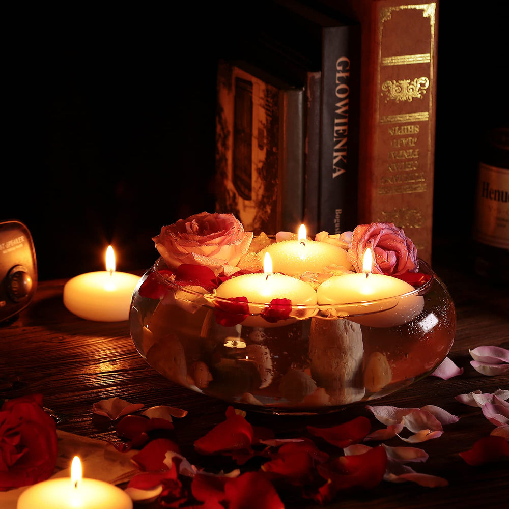 Tuyai floating candle water-vase-display enhances spa and home décor with reflective glow.