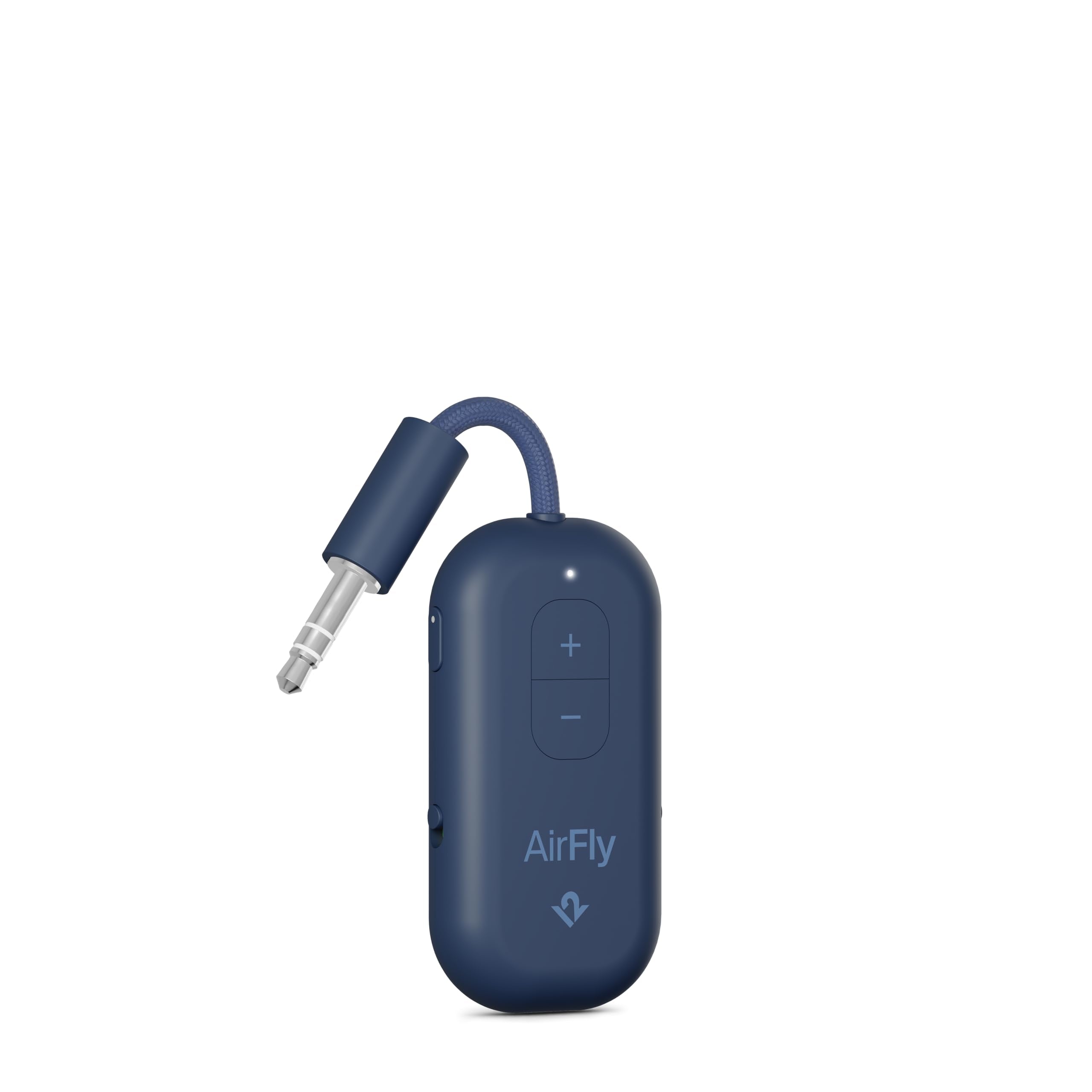 Twelve South AirFly Pro 2 in transmitter mode showing dual headphone connection for wireless sharing