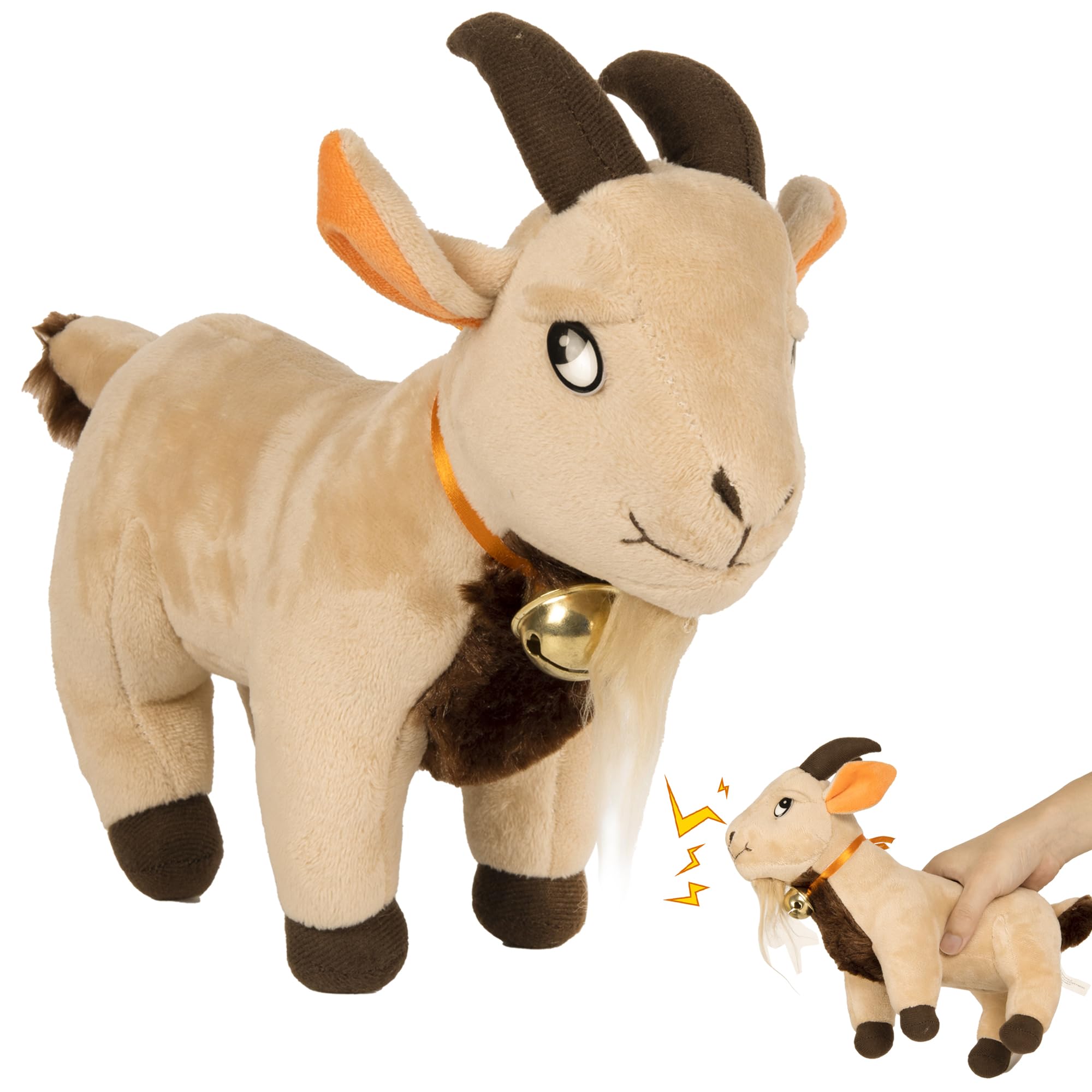 Twiddler Toys Screaming Goat Toy, 11-inch plush on desk, ideal for office pranks