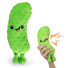 Twiddler Toys Yodeling Plush Pickle front view highlights its playful charm for gifts.