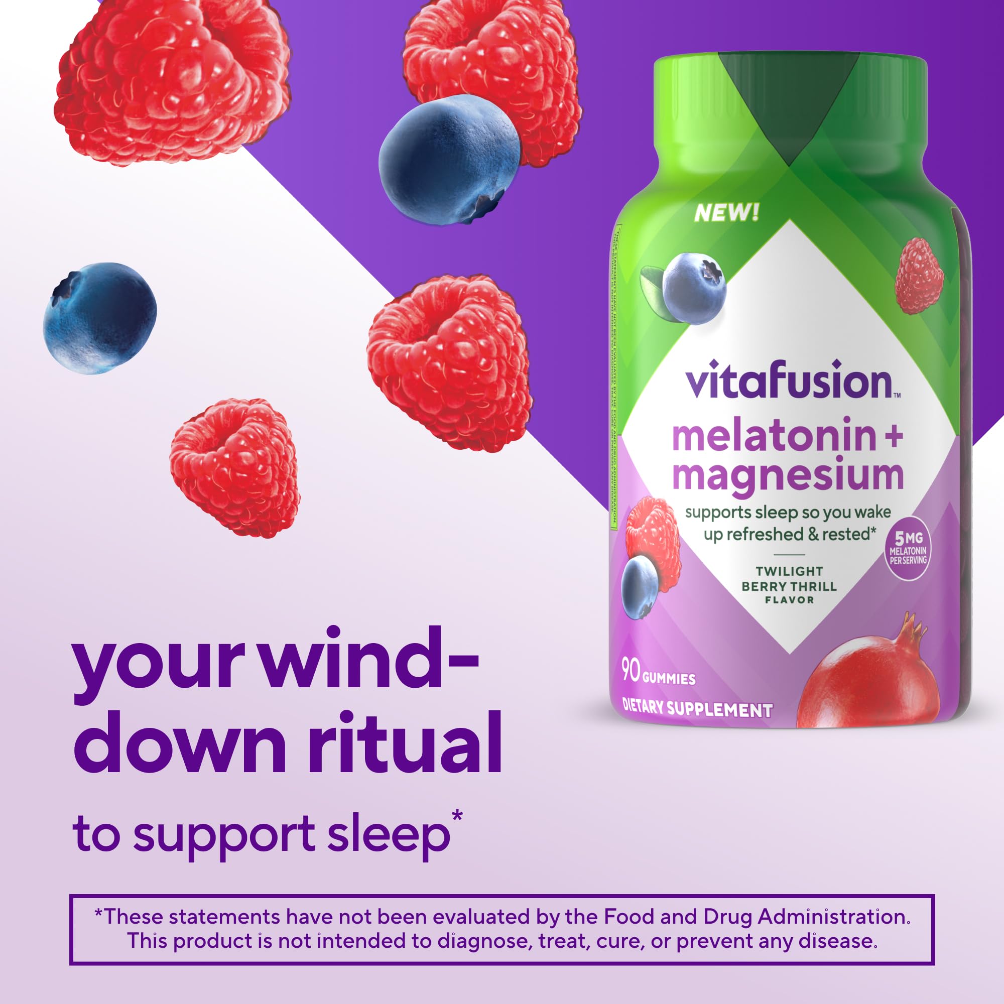 Twilight Berry Thrill flavor gummies closeup for unwinding.