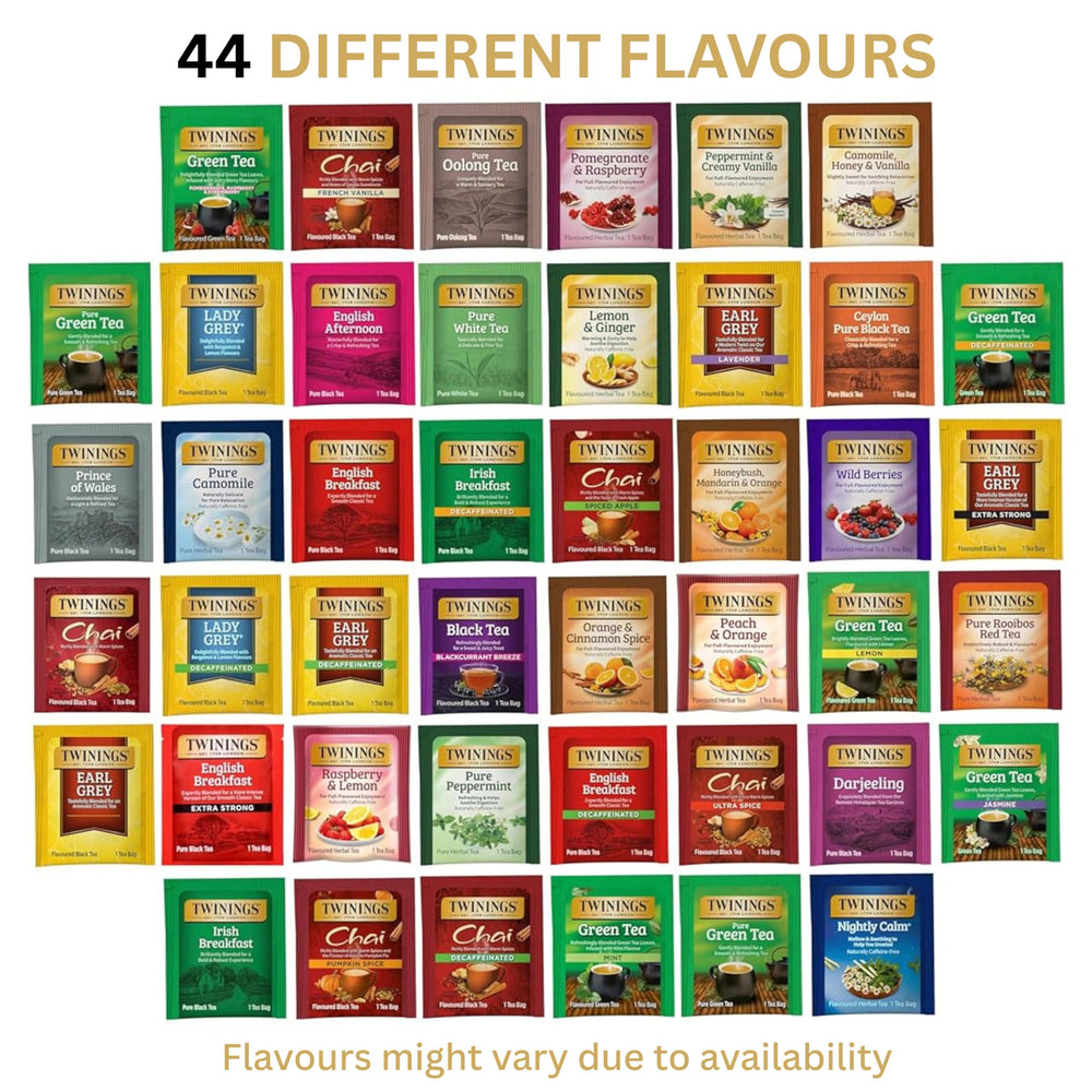 Twinings assortment box opened to reveal a diverse tea collection for sharing