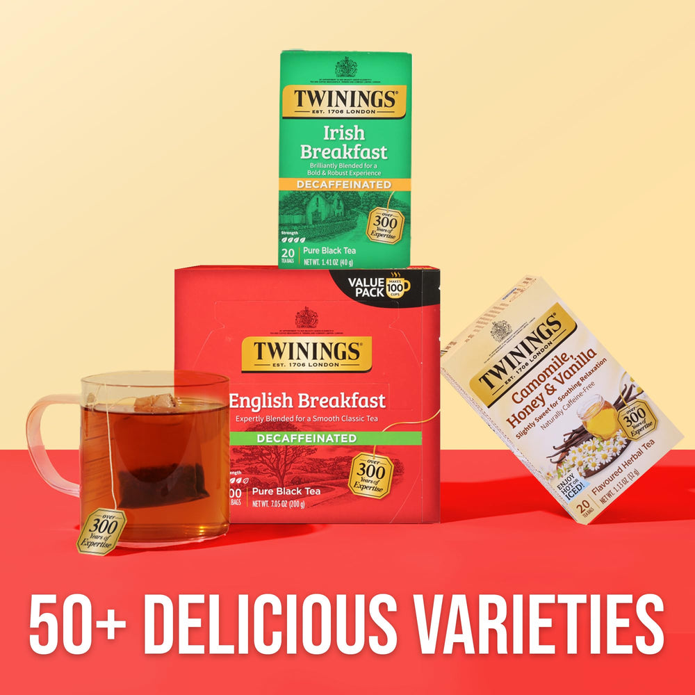 Twinings packaging emphasizes careful sourcing and quality.