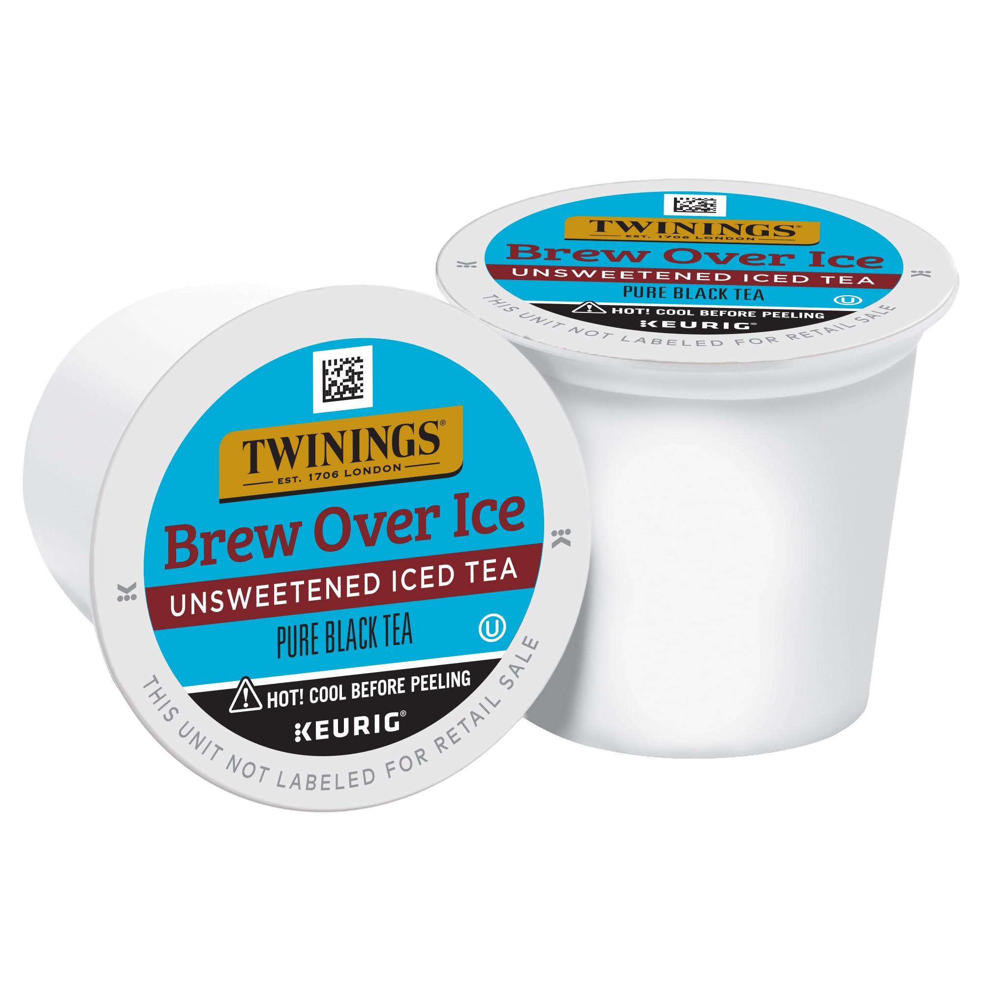 Chilled glass of Twinings Brew Over Ice unsweetened tea ready to sip.