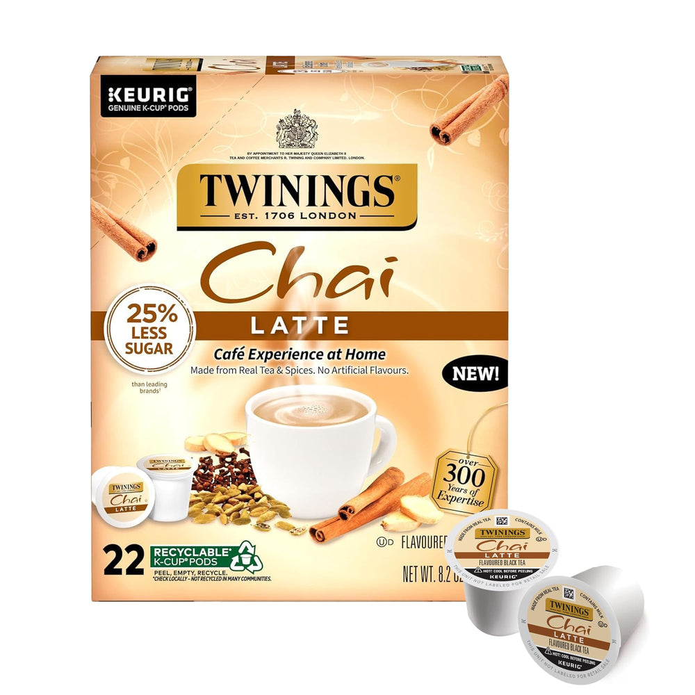 Twinings Chai Latte K-Cup Pods show creamy texture and warm spices for a comforting cup