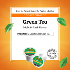 Twinings decaf green tea K-Cup pods in Keurig brew releasing fragrance