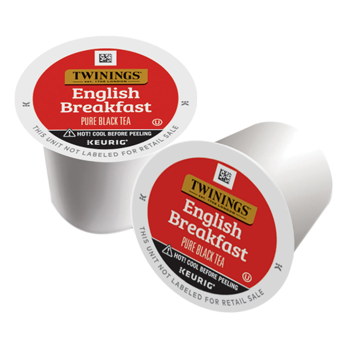 Twinings English Breakfast K-Cup pods in a box, ideal for convenient morning brews.