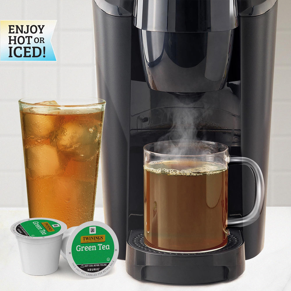 Steam rising from Twinings Green Tea K-Cup pod, highlighting aroma for your cup.