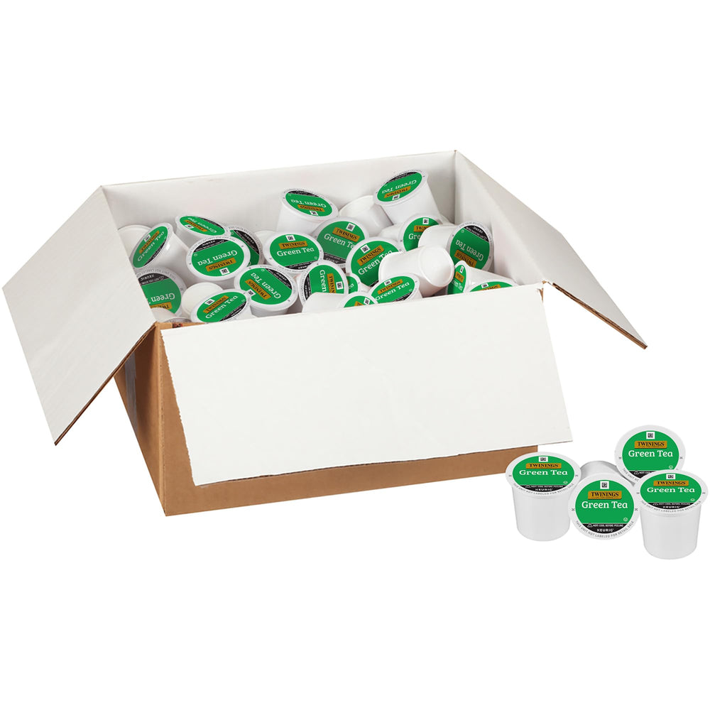 Twinings Green Tea K-Cup Pods packaging showing a 56-count box for convenience.
