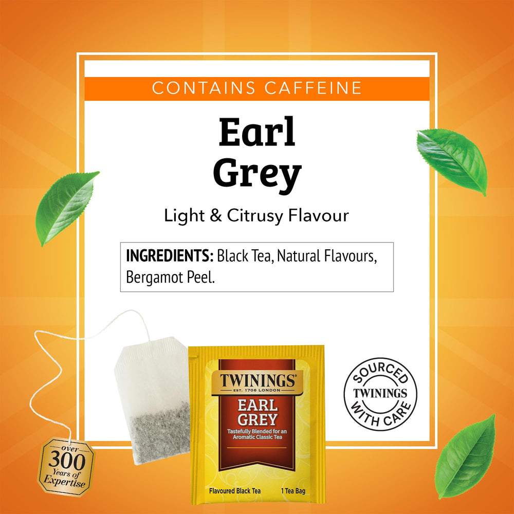 Twinings Earl Grey supports hot or iced tea enjoyment at home.