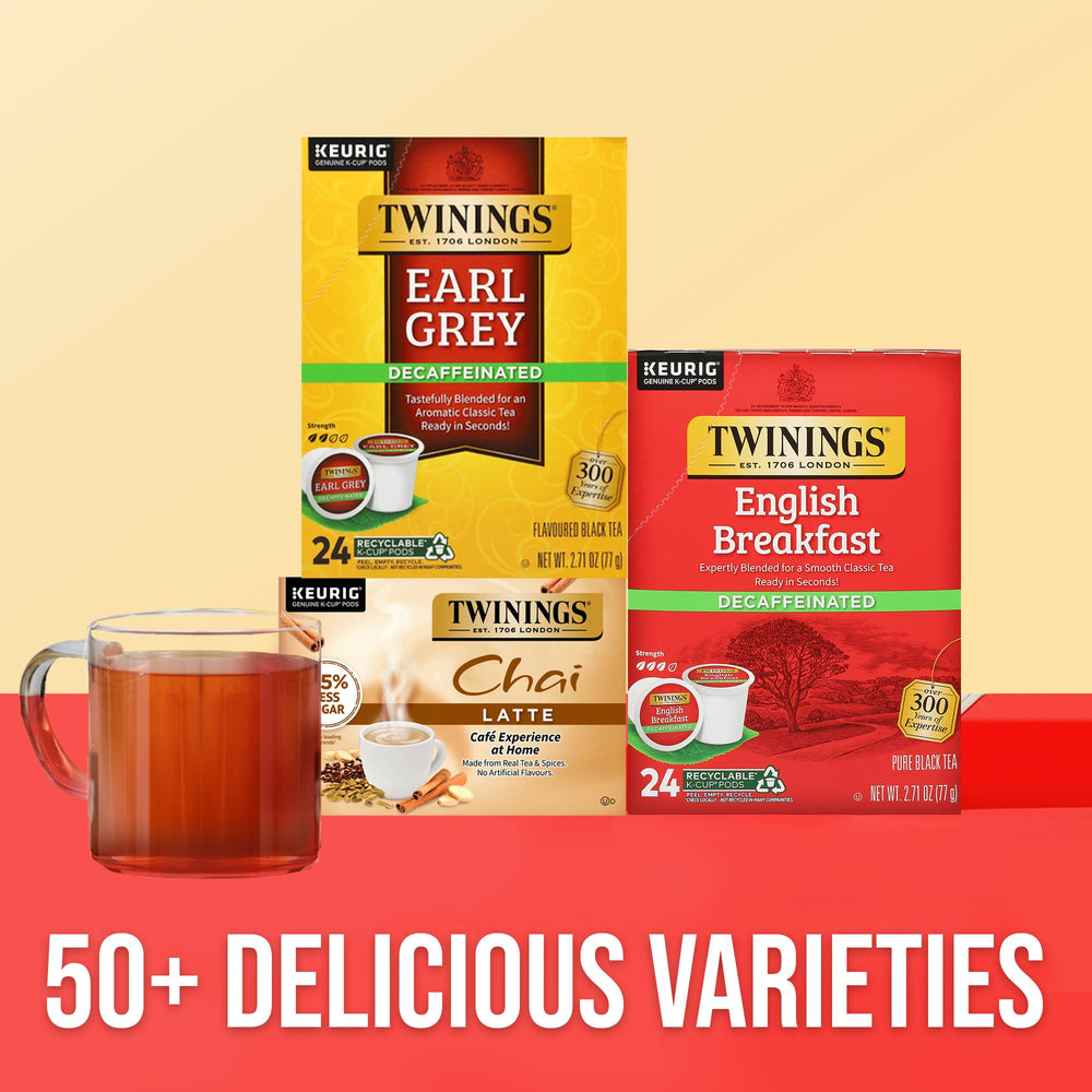 Twinings hot or iced tea setup demonstrating versatile serving options.