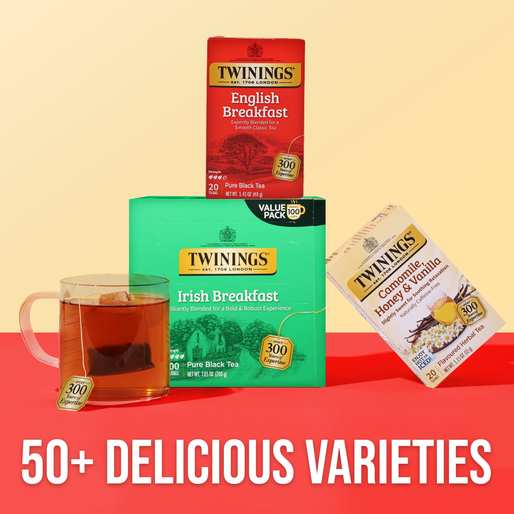 Twinings individually wrapped tea bags ensure fresh cups on the go.