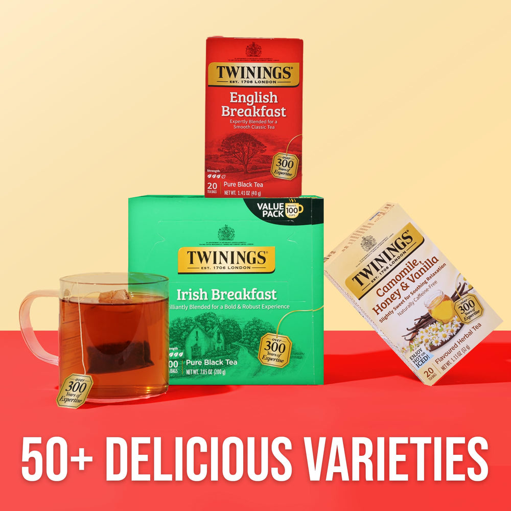 Twinings individually wrapped tea bags ensure fresh cups on the go.