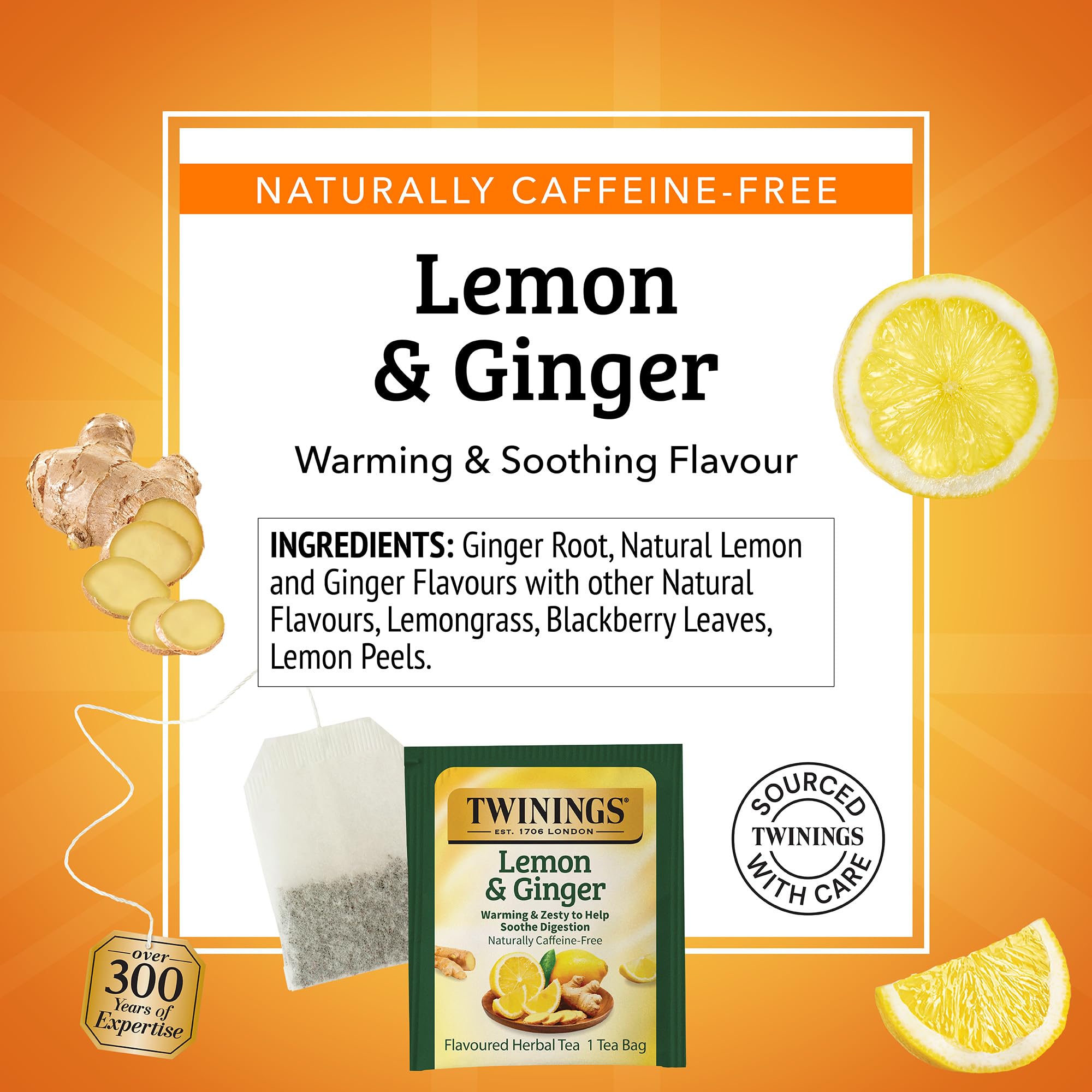 Brewed Twinings Lemon Ginger herbal tea in a warm cup with inviting aroma