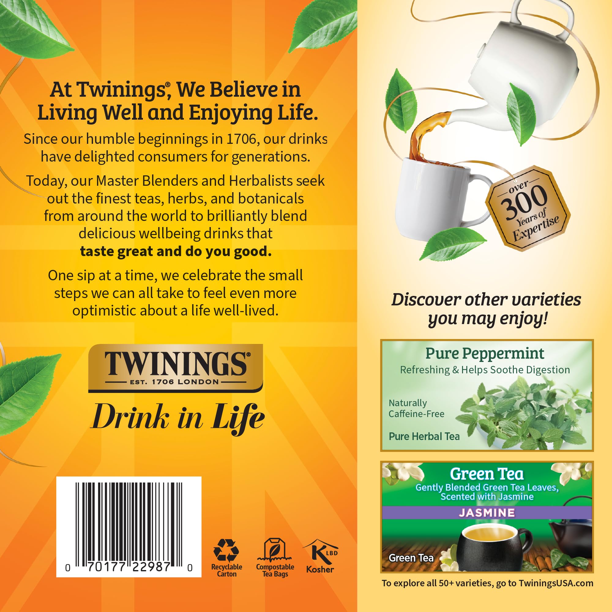 Blend of lemon, ginger, blackberry leaves and lemongrass ingredients