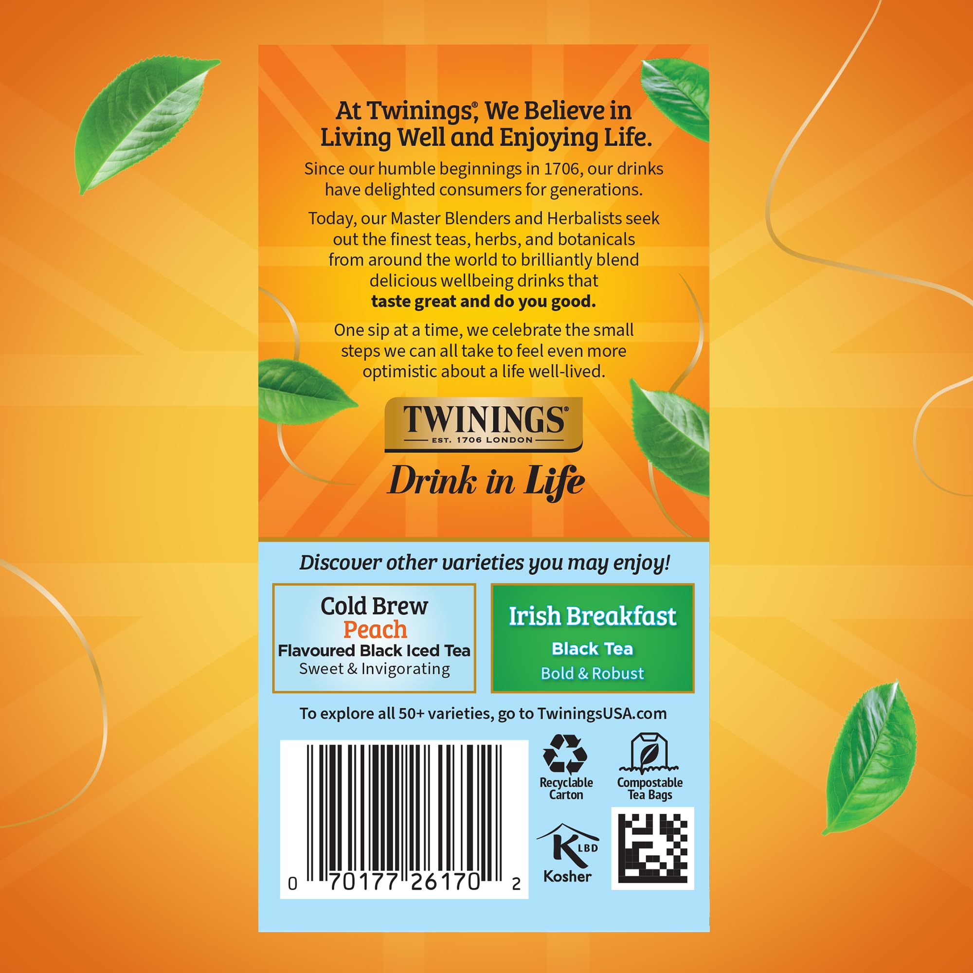 Twinings mint green tea bags close-up with peppermint leaves and bright aroma.