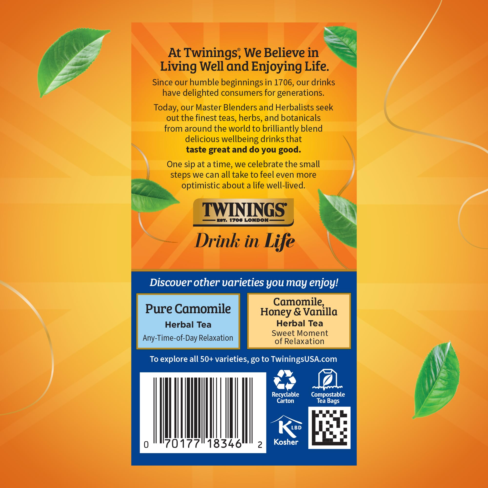 Twinings Nightly Calm aroma and mellow taste for evening rituals.