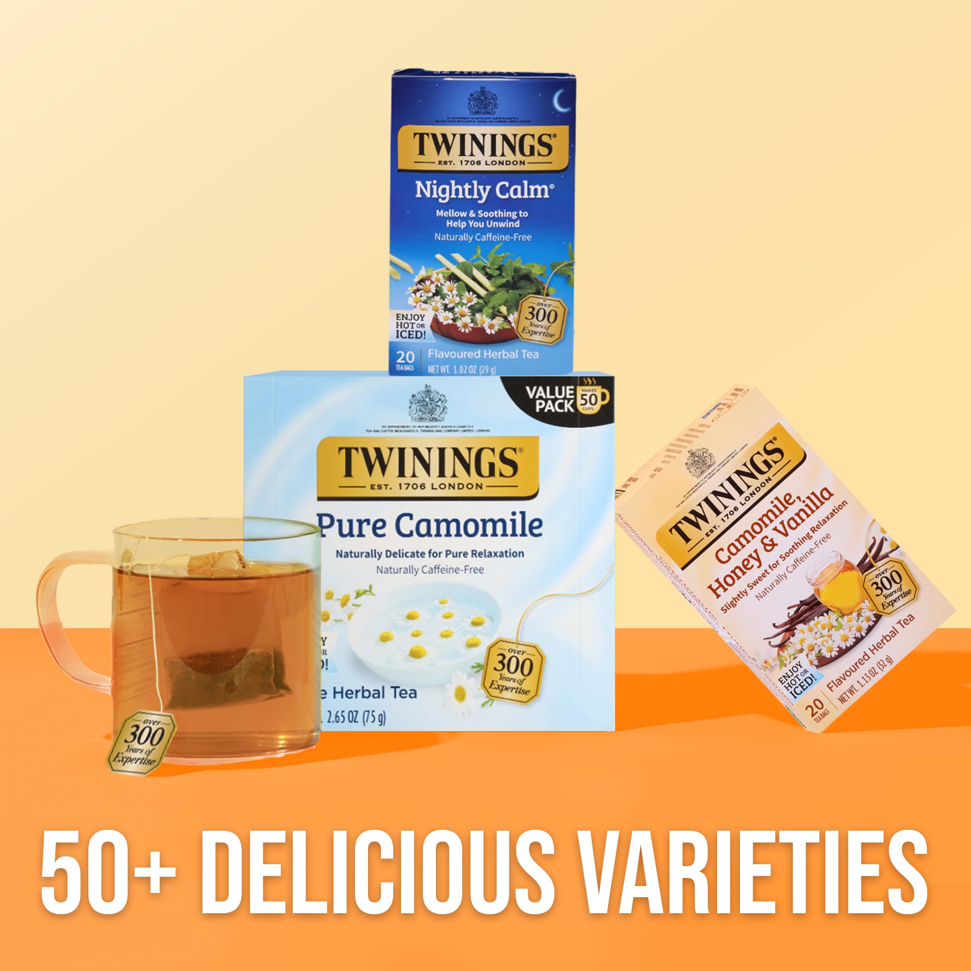 Twinings Nightly Calm packaging highlights responsible sourcing.