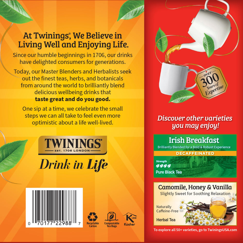Twinings on-the-go tea bags offer convenient daily ritual.