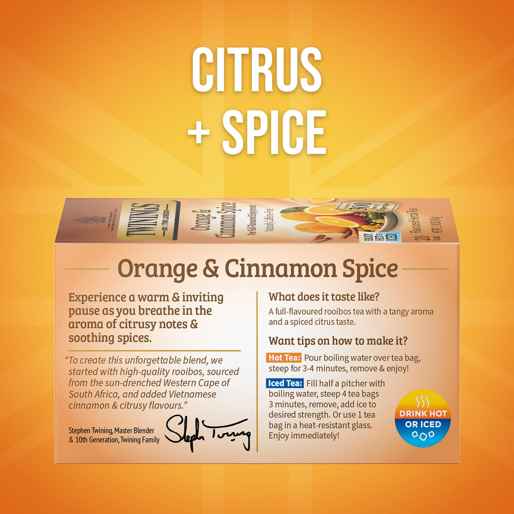 Twinings orange-cinnamon-spice-tea-steeping captures warm spice and bright citrus scent.