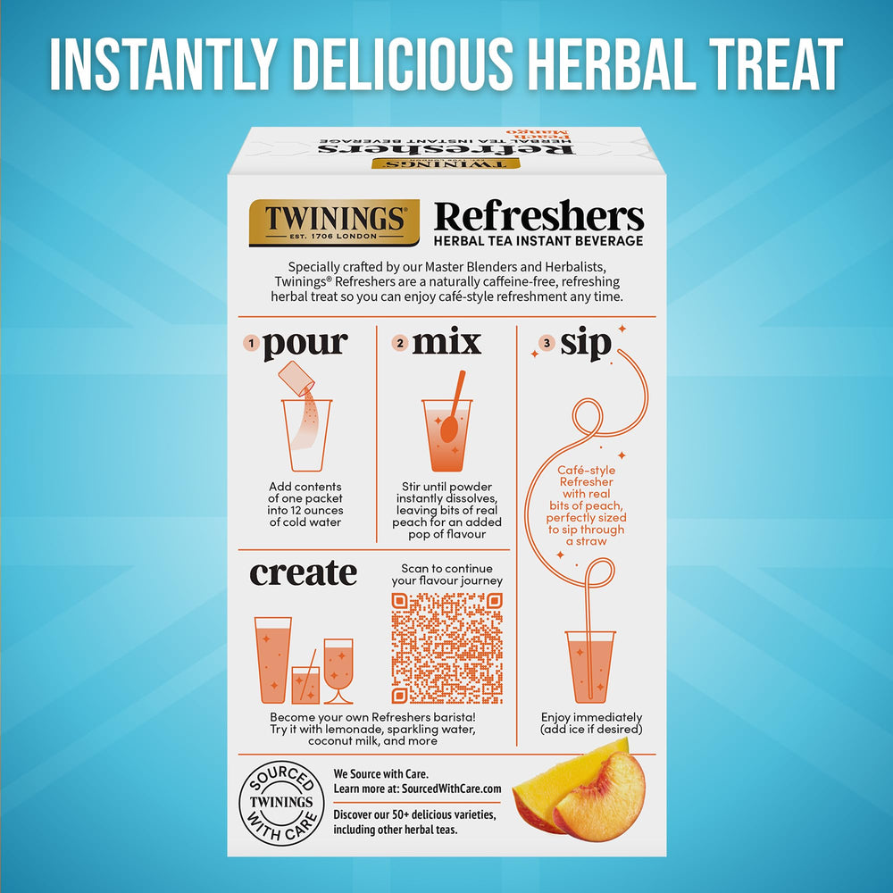 Twinings Peach Mango Refreshers paired with lemonade for a fruity twist.
