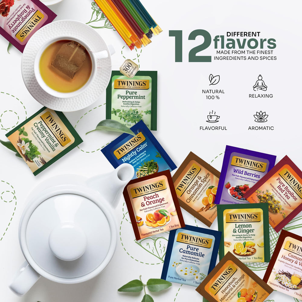 Twinings peach and orange flavor tea for bright, uplifting sips.