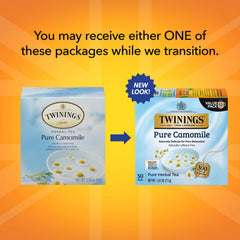 Twinings Pure Camomile cup of hot tea, showing a soothing ritual.