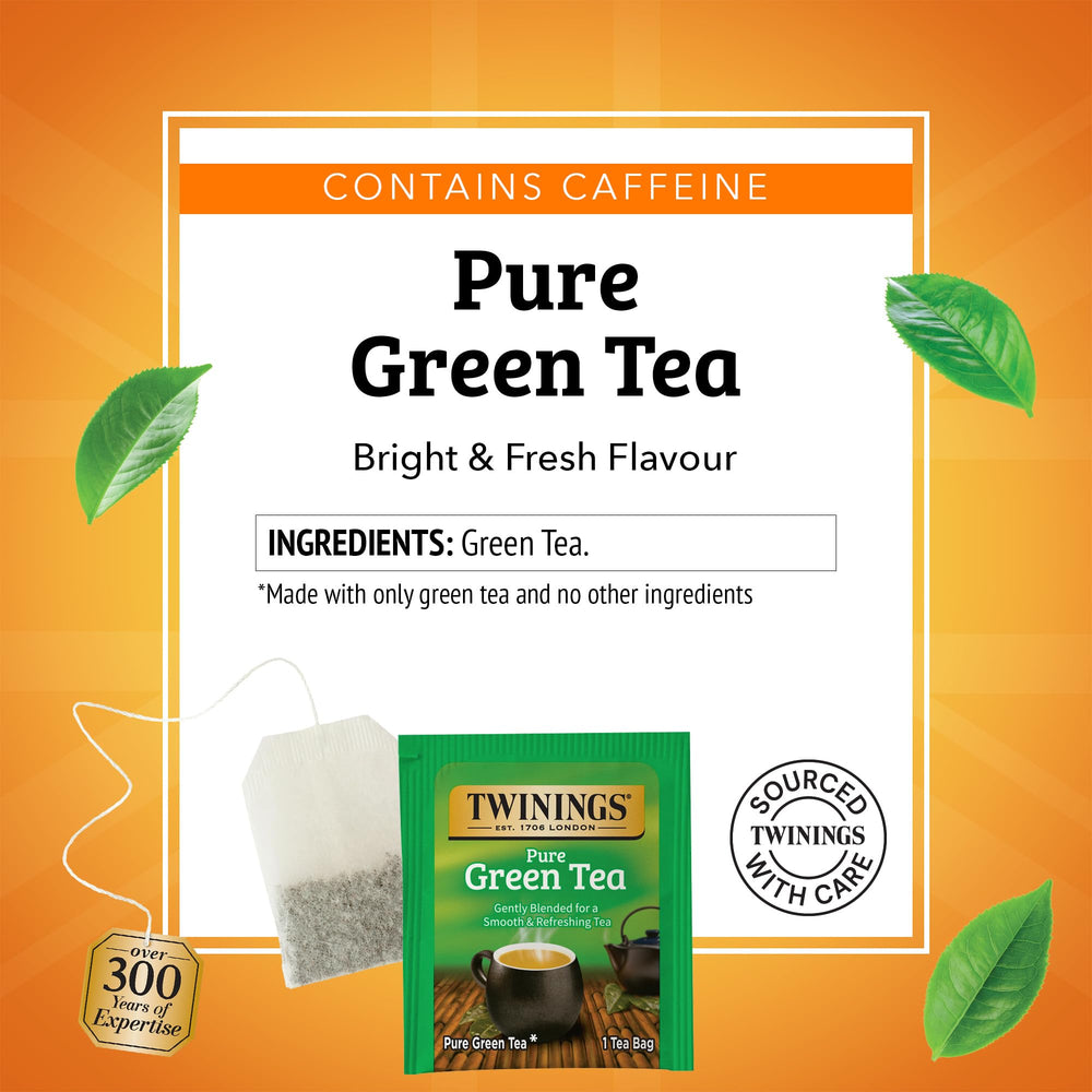 Twinings Pure Green Tea cup steaming, showcasing a smooth, refreshing aroma.