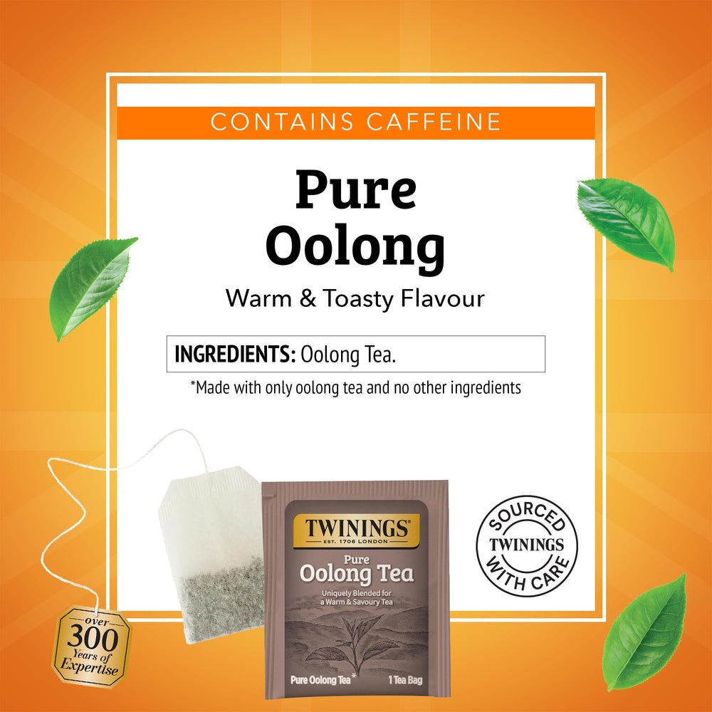 Twinings Pure Oolong Tea brewed cup suggesting a smooth, toasty flavor