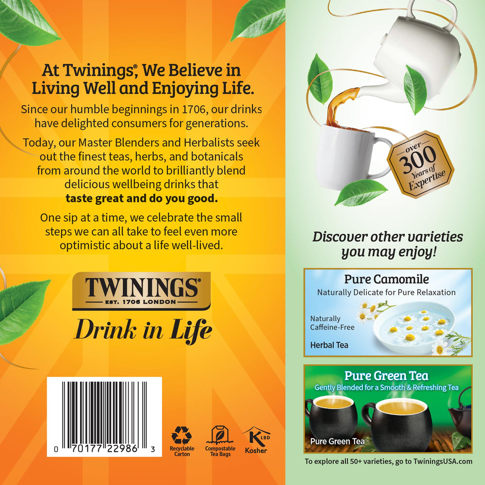 Twinings Pure Peppermint tea packaging detail showing freshness seal