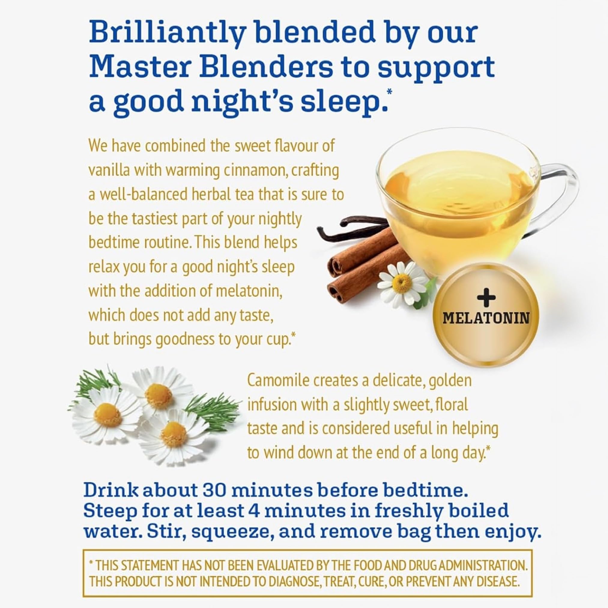 Twinings SleepPlus cinnamon vanilla infusion with warm aroma