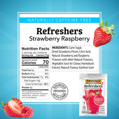 Twinings Strawberry Raspberry Refreshers packets ready for caffeine-free refreshment