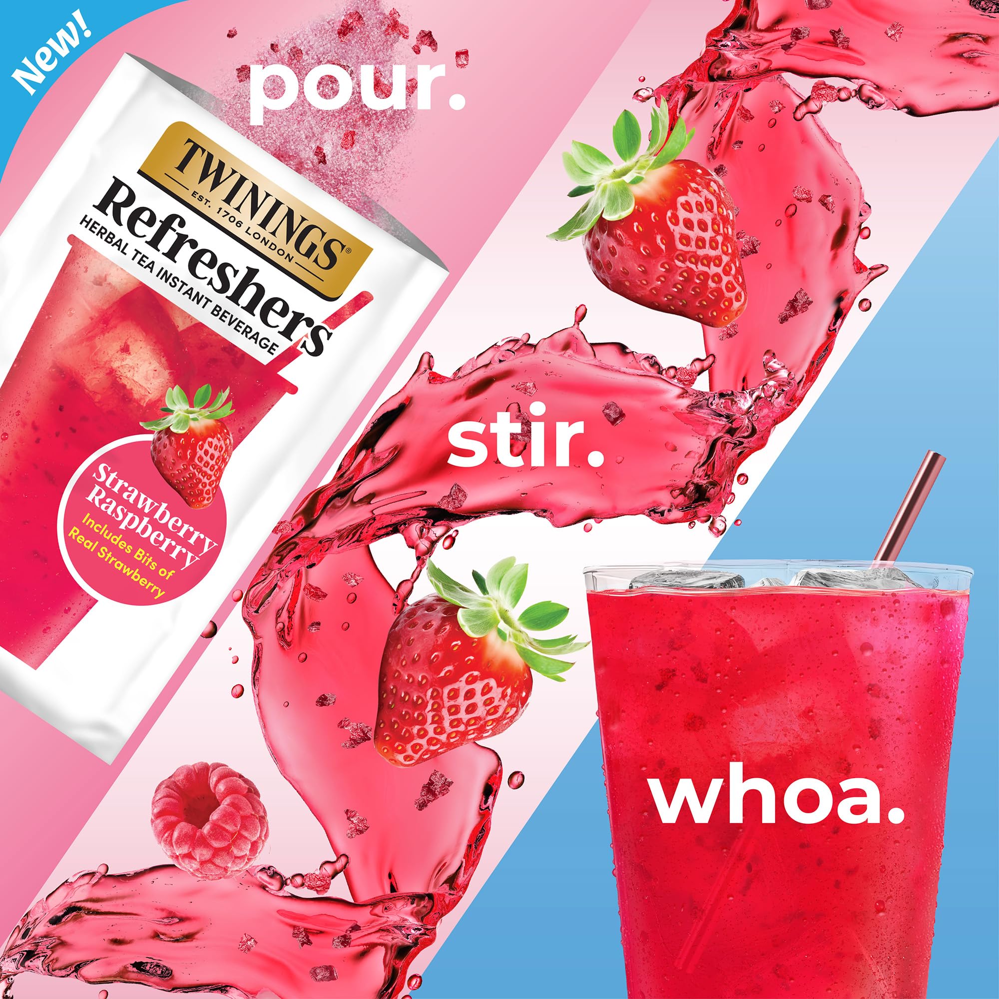 Real strawberry bits visible in Twinings Refreshers add vibrant texture