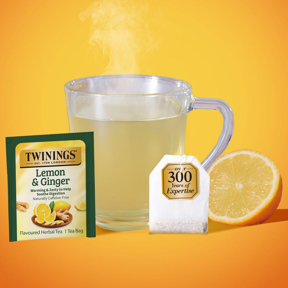 Twinings tea bags and cup ready for hot tea moments at home or office