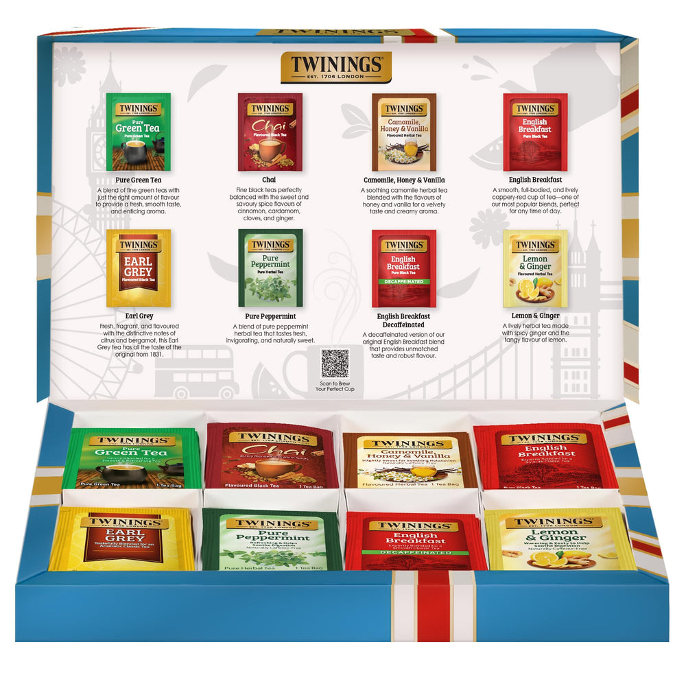 Twinings Tea Classics gift box displayed for gifting and sampling a variety.