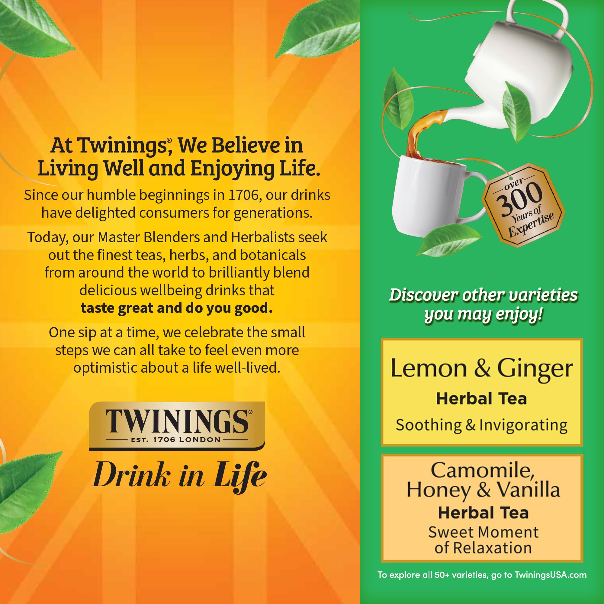 Warm Twinings green tea in a glass cup with inviting aroma.