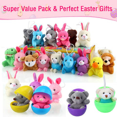 Twister.CK egg hunt setup with colorful eggs and plush prizes