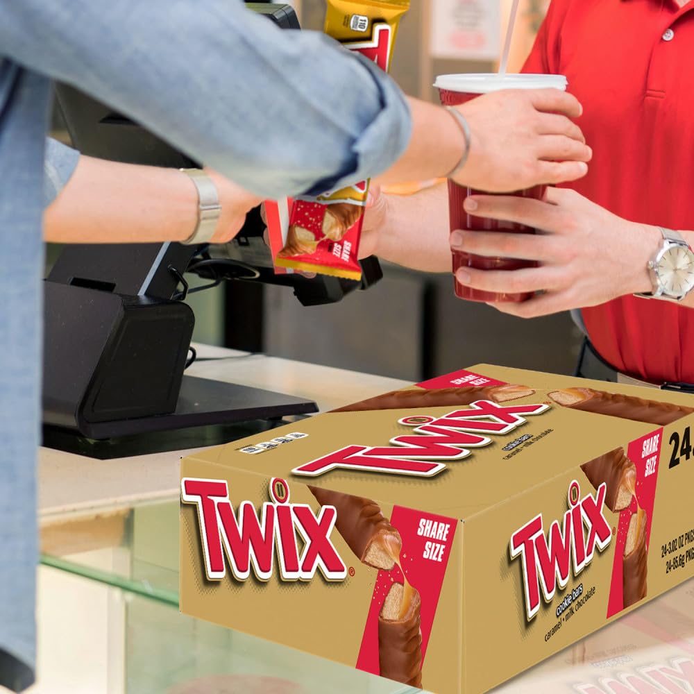 TWIX Caramel Cookie Bars used as party favors in a gift bag