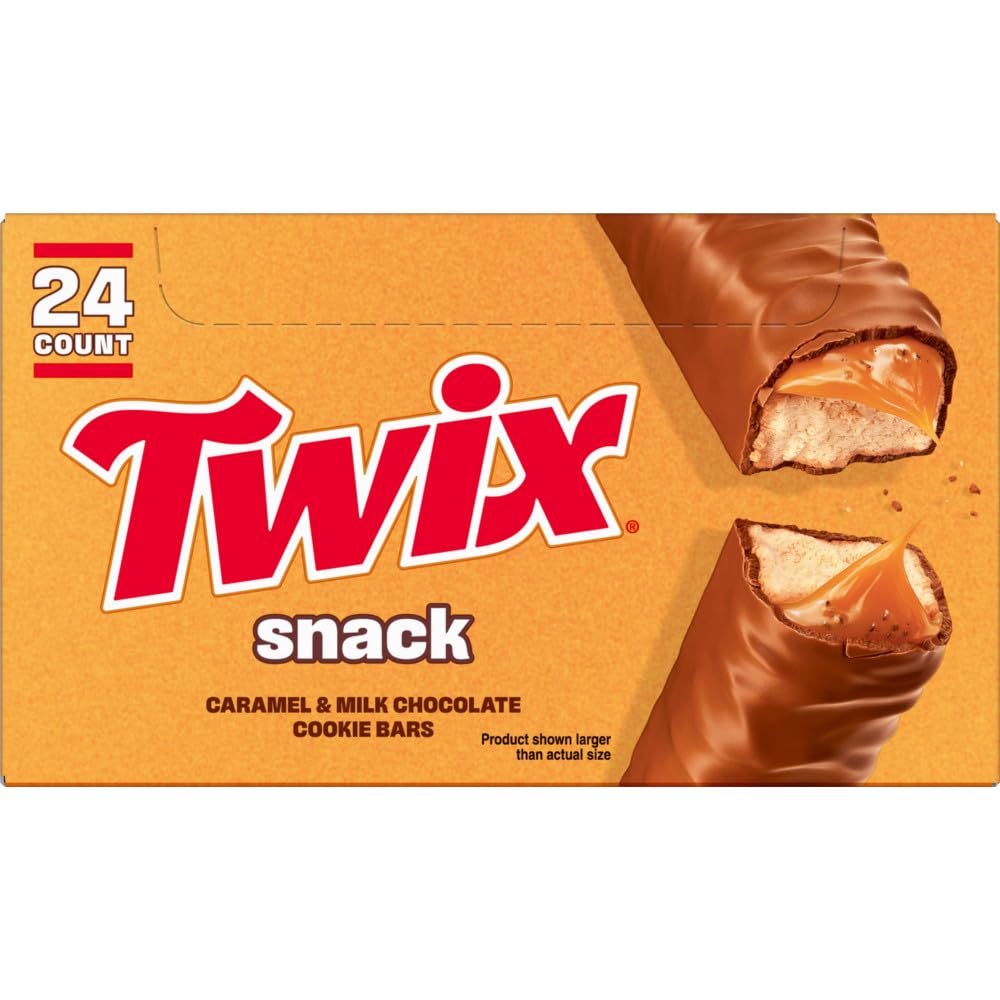 Twix snack size caramel cookie crunch bar on the go with a satisfying crunch.