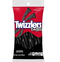 Two-pack Twizzlers black licorice twists ready for parties or gatherings.