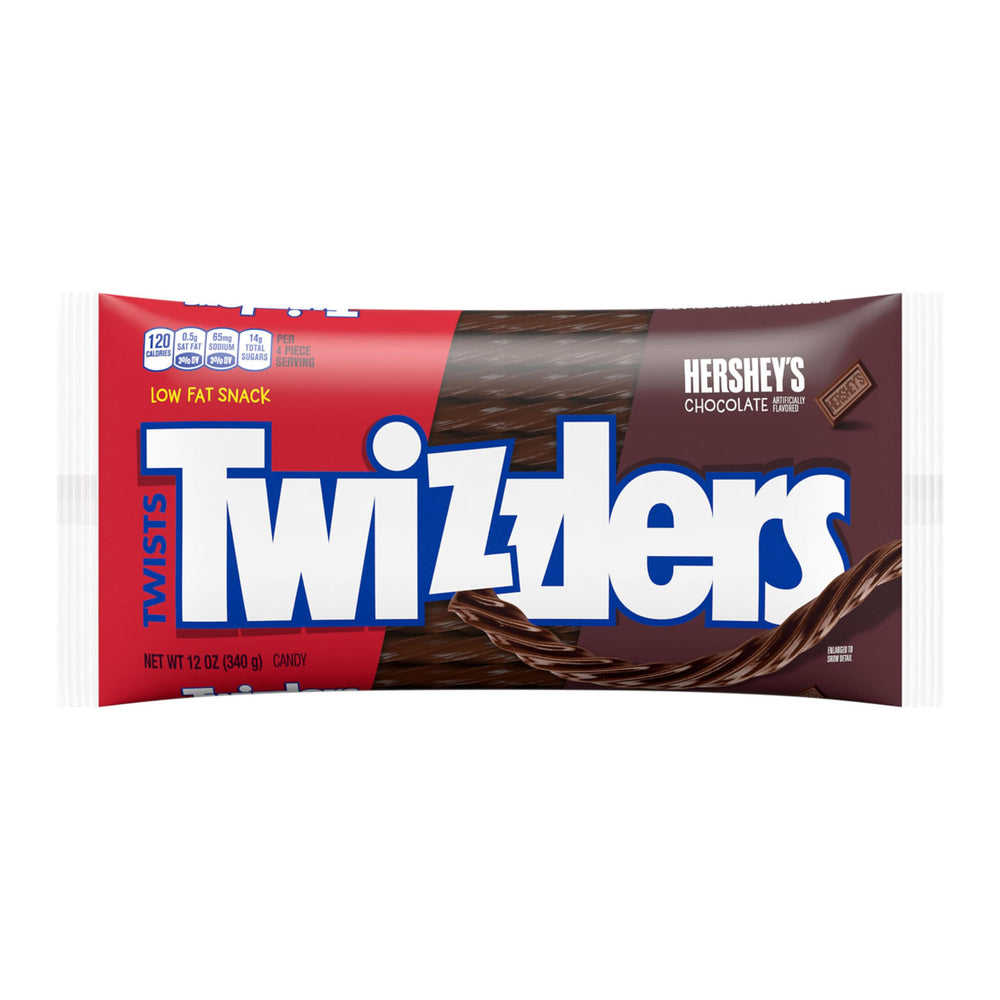 Twizzlers Twists Chocolate Flavor packaged candy, ready for sharing at home.