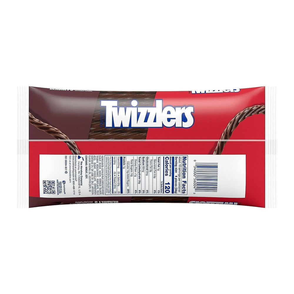 Twizzlers chocolate flavored twists close-up highlighting chewy texture and chocolate aroma